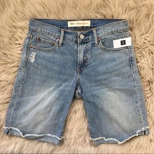 GAP Light Wash Bermuda Slight Distress Denim Short